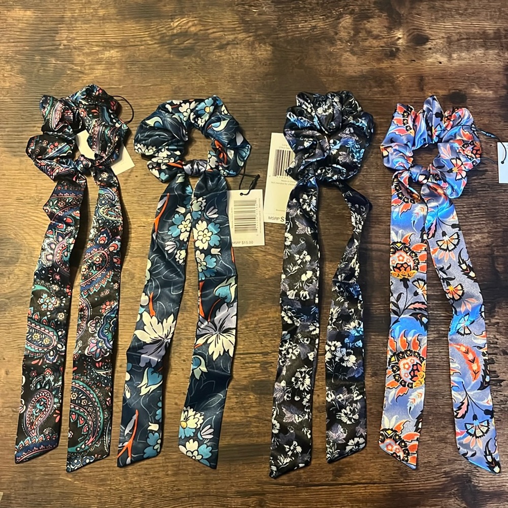 Vera Bradley long tie Scrunchies, set of 4!